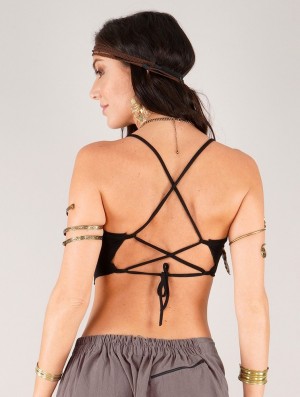 Toonzshop Adrina Crop Top Oberteile Damen Schwarz | 9348KJUCM