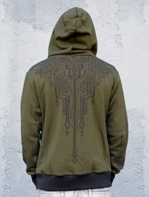 Toonzshop Aegnor Circuit Zipped Hoodie Hoodie Herren Grün | 0562BAIMG