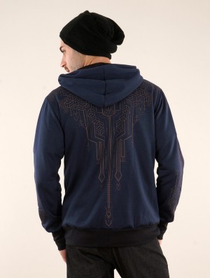 Toonzshop Aegnor Circuit Zipped Hoodie Hoodie Herren Blau | 0693CZEYB
