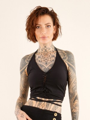 Toonzshop Afra Crop Top Oberteile Damen Schwarz | 1598JMPIC