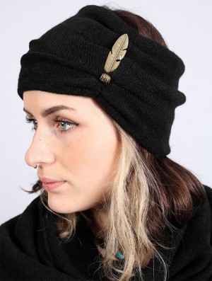 Toonzshop Aikköoz Feathered Headband Hüte Damen Schwarz | 6185USHVB