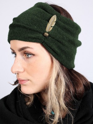 Toonzshop Aikköoz Feathered Headband Hüte Damen Grün | 9071IXHBF