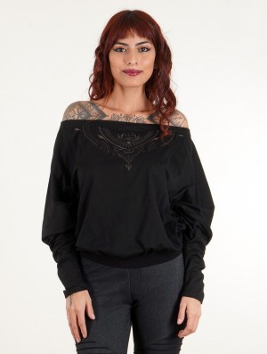 Toonzshop Aliyan Zohraa Batwing Sleeves Top Oberteile Damen Schwarz | 3950CKHBY