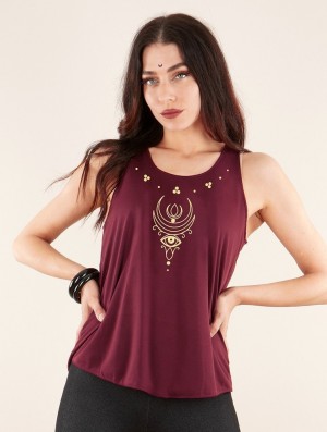 Toonzshop Alruwhani Printed Tank Top Tanktop Damen Gold | 9674ITVEB