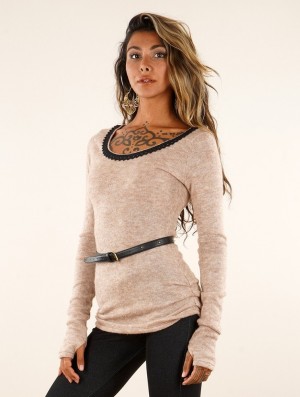 Toonzshop Aëlys Pullover Pullover Damen Beige | 2965OSFYV