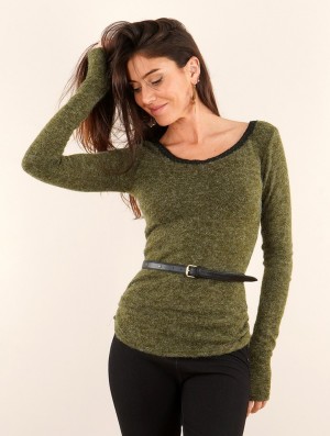 Toonzshop Aëlys Pullover Pullover Damen Grün | 6857JEQKW