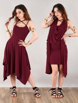 Toonzshop Amethyst Short Dress Kleid Damen Wine | 5610KTZBH