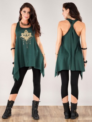 Toonzshop Anitaya Printed Knotted Sleeveless Tunic Oberteile Damen Gold | 5938QORUX