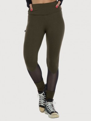Toonzshop Arrow Mesh Insert Long Leggings Leggings Damen Dunkelgrün | 0265LOIAR