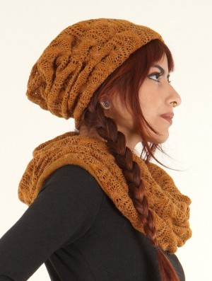 Toonzshop Aslan Pleated Crochet Beanie Mütze Damen Rusty | 7058XZWCY