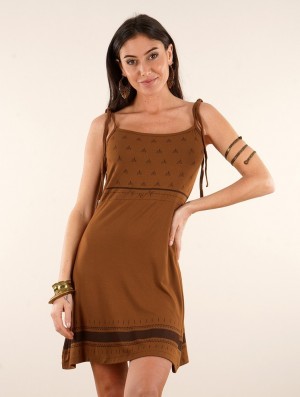 Toonzshop Atkatla Printed Strappy Short Dress Kleid Damen Sienna | 5247UGTMW