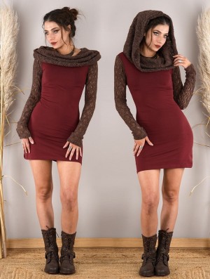 Toonzshop Atmäa Crochet Long Sleeved Dress Kleid Damen Braun | 4618UVOKP