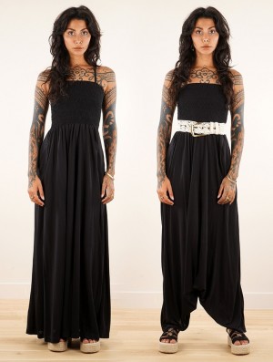 Toonzshop Aulë 2in1 Long Dress / Harem Playsuit Kleid Damen Schwarz | 4837GNPOU