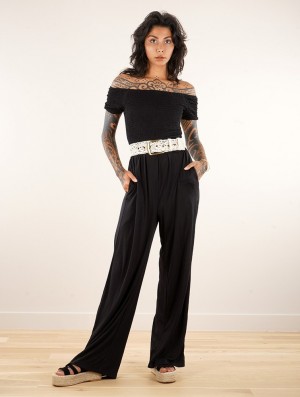 Toonzshop Aulë Short Sleeve Flare Leg Jumpsuit Jumpsuit Damen Schwarz | 3796YIDXC