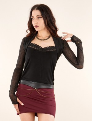 Toonzshop Ayläa Semi Transparent Bolero Oberteile Damen Schwarz | 6041BHTSZ