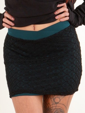 Toonzshop Ayüuki Crochet Mini Skirt Rock Damen Schwarz Blau | 5108AJHPB