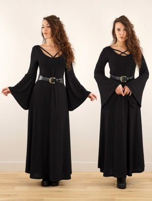 Toonzshop Black Moon Reversible Long Dress Kleid Damen Schwarz | 0471FYGQX