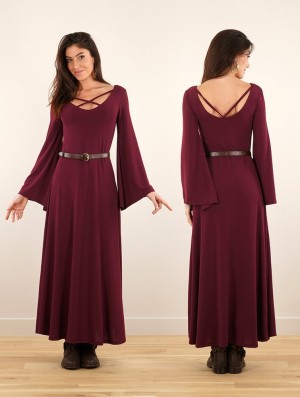 Toonzshop Black Moon Reversible Long Dress Kleid Damen Wine | 5740AUTGJ