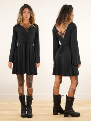 Toonzshop Bohemian Dress "Orphée" Kleid Damen Schwarz | 5910WORYF