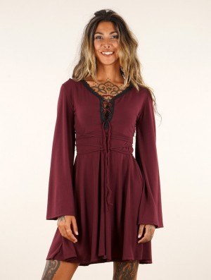 Toonzshop Bohemian Dress "Orphée" Kleid Damen Wine | 1457IYUZP