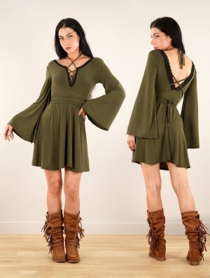 Toonzshop Bohemian Dress "Orphée" Kleid Damen Grün | 4890CNUWM