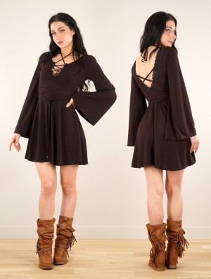 Toonzshop Bohemian Dress "Orphée" Kleid Damen Braun | 4923QKNBD