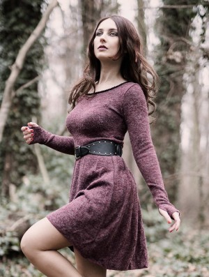 Toonzshop Bohemian Sweater Dress Kleid Damen Wine | 5194FMGUB