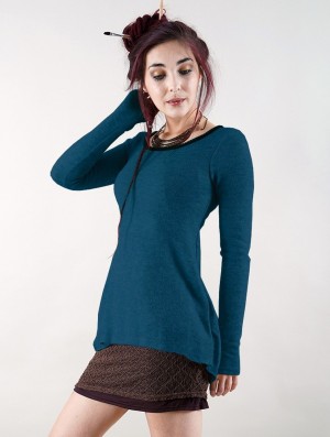 Toonzshop Bohemian Tunic Pullover Pullover Damen Blau | 4658XCEFB