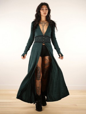 Toonzshop Boho Maxi Cardigan With Crochet Detail Strickjacke Damen Tealblue | 5420AOLGH