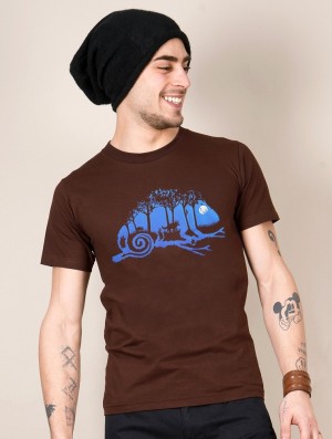 Toonzshop Cameleon Printed Short Sleeve T-shirt T-Shirt Herren Braun | 9340EAUKX