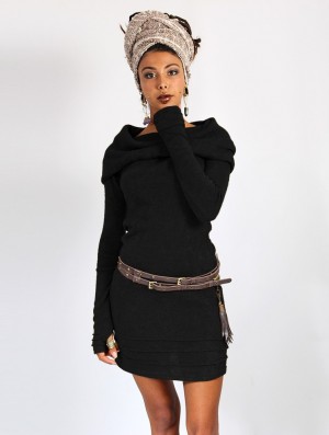 Toonzshop Chryzalide Sweater Dress Kleid Damen Schwarz | 1324AWMYU