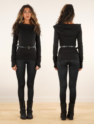 Toonzshop Chryzz Long Sleeve Top Oberteile Damen Schwarz | 8269SHKGY