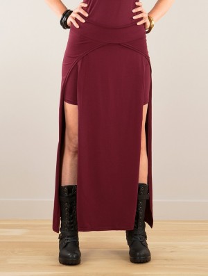 Toonzshop Creature Split Long Skirt Rock Damen Wine | 3710AISFB