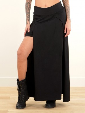 Toonzshop Creature Split Long Skirt Rock Damen Schwarz | 1420XBZVY