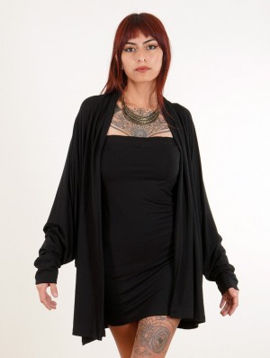 Toonzshop Daedra Bat Wing Sleeve Long Cardigan Strickjacke Damen Schwarz | 2049UFJZE