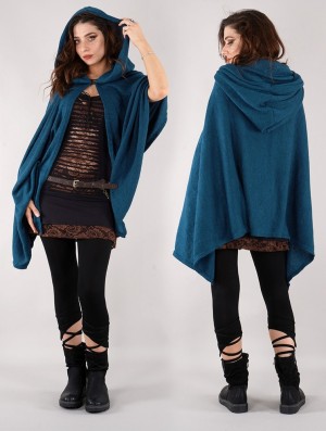 Toonzshop Danae Hooded Cape Ponchos Damen Blau | 6179SXGHZ