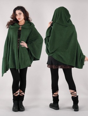 Toonzshop Danae Hooded Cape Ponchos Damen Grün | 0269GUYTL