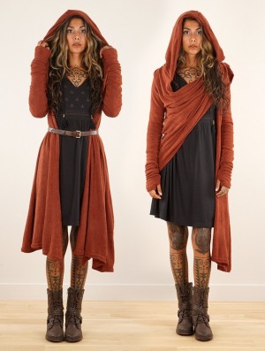Toonzshop Danaeriz Long Sleeve Hooded Shawl Cardigan Strickjacke Damen Sienna | 1923YTGHA