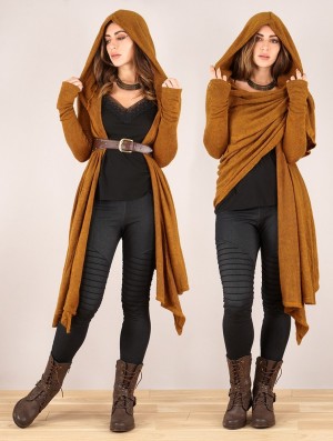 Toonzshop Danaeriz Long Sleeve Hooded Shawl Cardigan Strickjacke Damen Rusty | 2645LNAUW