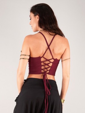 Toonzshop Dara Crop Top Bra BHs Damen Wine | 9820KZQOJ