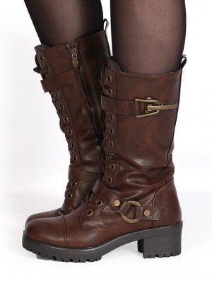 Toonzshop Dezba High Boots Stiefel Damen Braun | 2879BRDSC