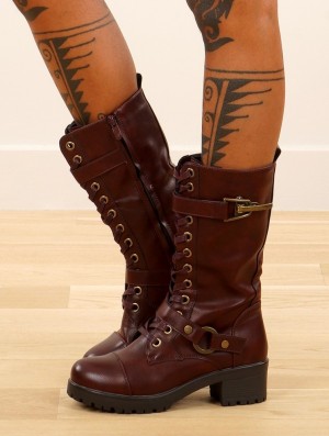 Toonzshop Dezba High Boots Stiefel Damen Auburn and old brass details | 5278AIJUT