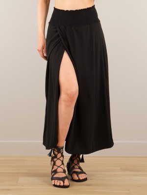 Toonzshop Dune Wrap Long Skirt Rock Damen Schwarz | 1593KWOLX