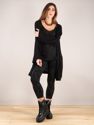 Toonzshop Earwen Knitted Long Jacket Jacken Damen Schwarz | 0732PHKRJ