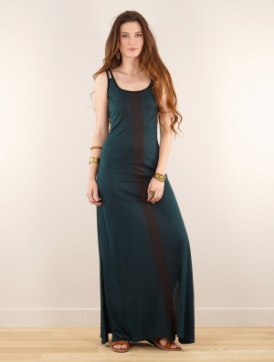 Toonzshop Electra Umbas Printed Long Split Strappy Dress Kleid Damen Blau | 5342DYMTP