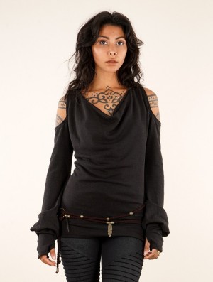 Toonzshop Elixir Bare Shoulder Pullover Pullover Damen Schwarz | 8032XPTFK
