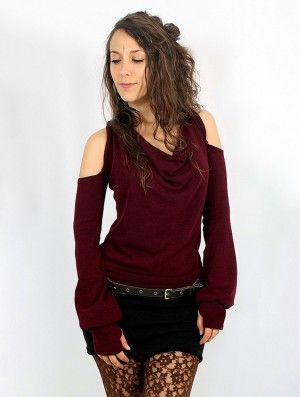 Toonzshop Elixir Bare Shoulder Pullover Pullover Damen Wine | 0329TDVRE