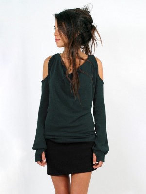 Toonzshop Elixir Bare Shoulder Pullover Pullover Damen Teal | 0245HVQTJ