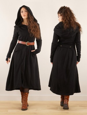 Toonzshop Enchantress Long Hooded Coat Mäntel Damen Schwarz | 2963UBQRK