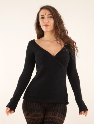 Toonzshop Endarial Reversible Open Work Knit Sweater Pullover Damen Schwarz | 0691DOPGW